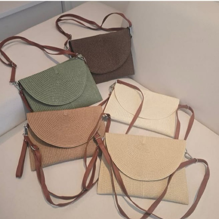 Bolsa Palha Envelope Festa Clutch De Mão Carteira