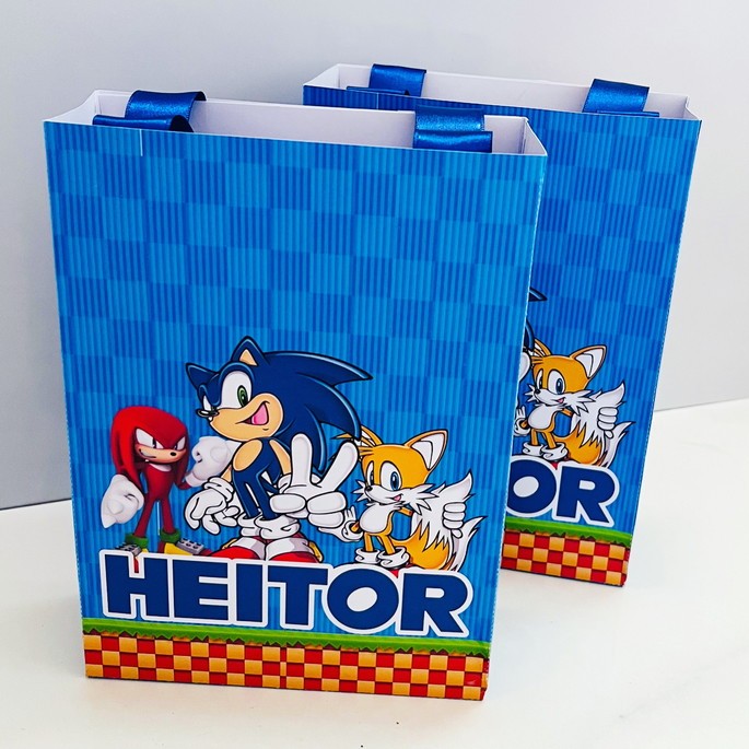 Sacolinha Personalizada Sonic |Sacolinha | Lembrancinha Aniversário PEGUE E MONTE