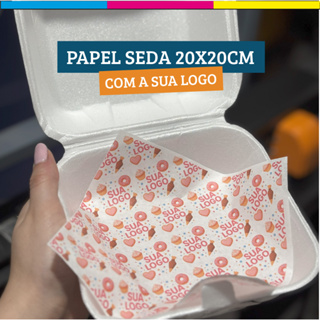Papel  para hamburgueira personalizado com a sua logo em Oferta na Shopee