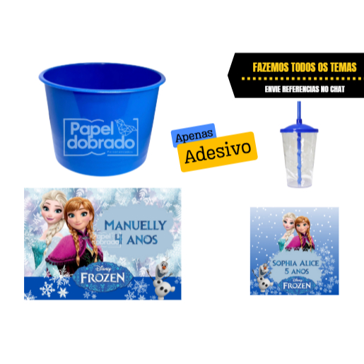 ADESIVO PARA BALDE DE PIPOCA - FROZEN - FAZEMOS QUALQUER TEMA - NÃO ACOMPANHA BALDE em Oferta na Shopee