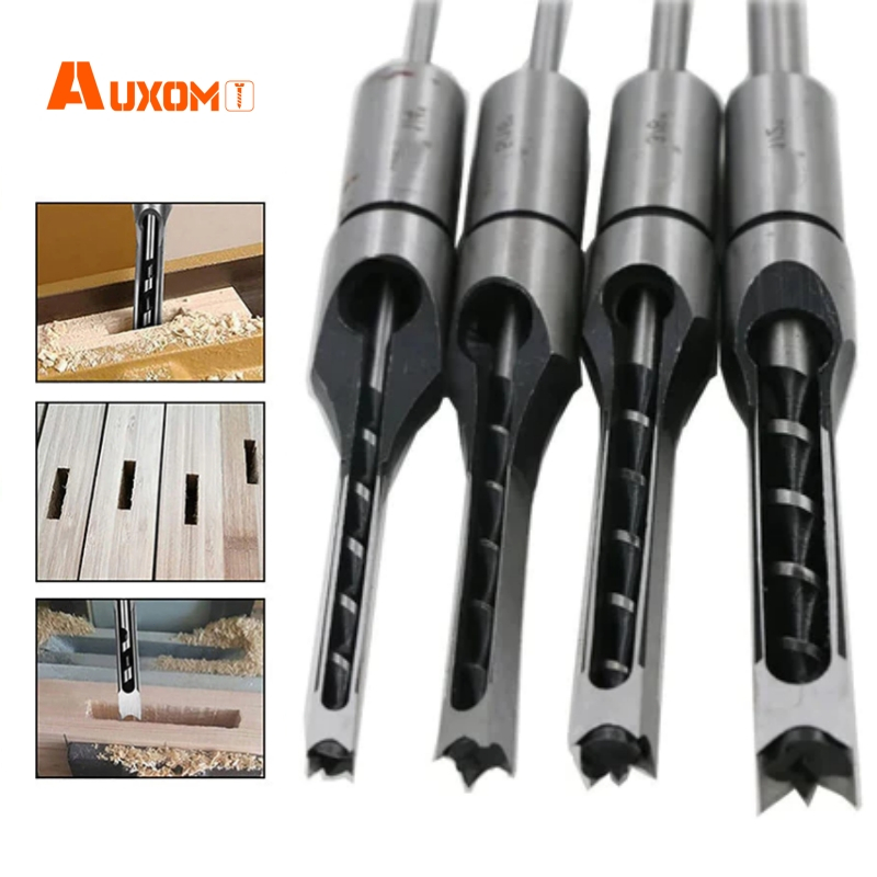 AUXOM Kit com 4 Brocas para Furo Quadrado - 1/4" 5/16" 3/8" 1/2" para Furadeira de Bancada e Madeira em Oferta na Shopee