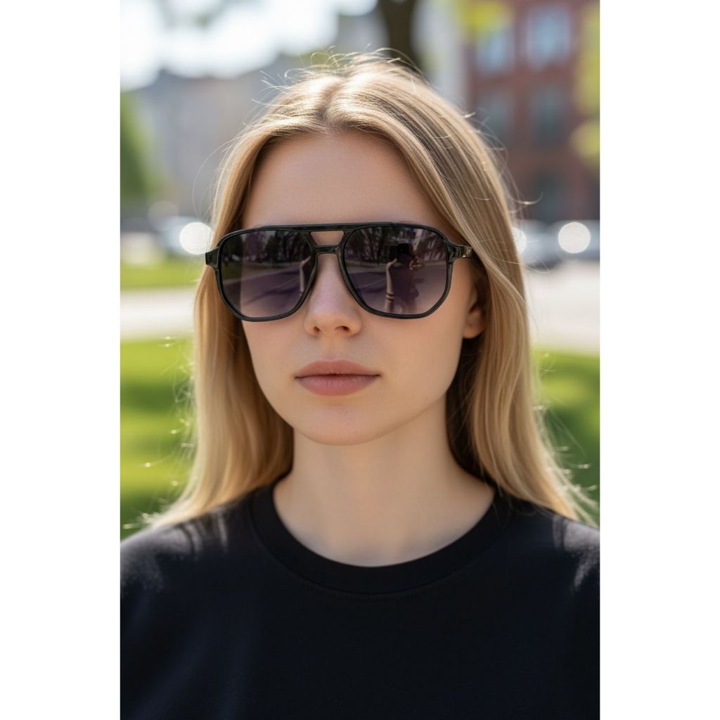 Óculos de Sol Astra Aviator Casual Leve Unissex UV400 Estiloso Black Clássico