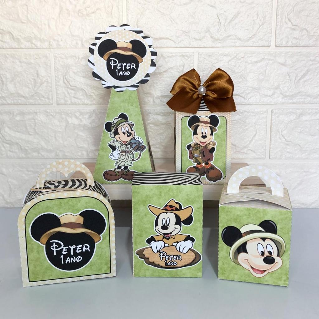 Kit Lembrancinha Personalizada Aniversário Mickey Safari, Turma do Mickey safari