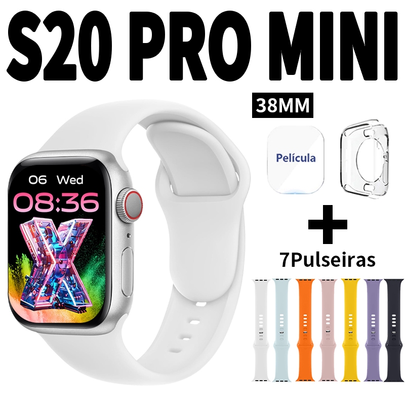 Imagem 【Sete pulseiras】 Smartwatch S20 PRO MINI Watch Pro Série 10 Bluetooth Relógio inteligente Cardíaca Monitoramento NFC GPS