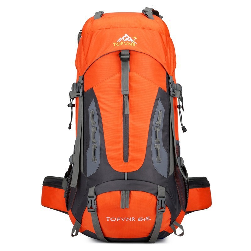 Mochila Impermeavel Trilha Camping Viagem Reforcada 65+5L Cor Laranja Desenho Do Tecido Nylon