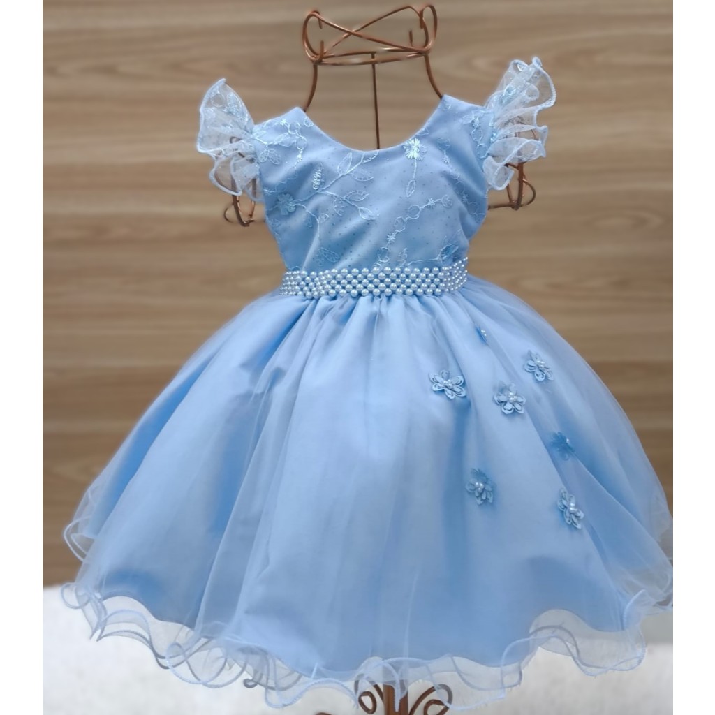 Vestido Festa Azul Bebê - Comprar com Melhor Preço em Vestidos de Casamento