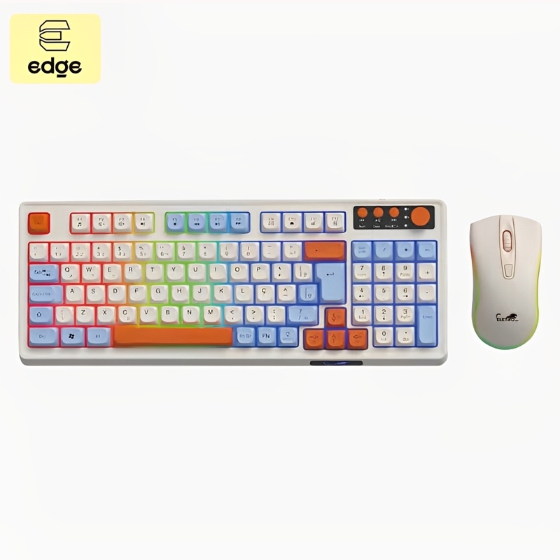 Kit Teclado e Mouse Sem Fio 2,4 GHz com 104 teclas coloridas em três tons, design moderno. em Oferta na Shopee