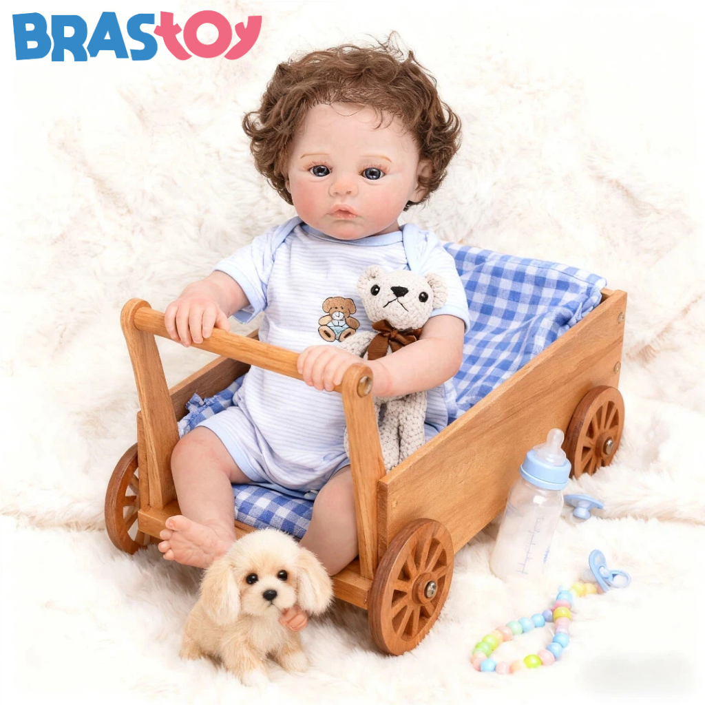 Brastoy Bebê Reborn Menino Silicone 48cm Ohlo Azul Pode dar Banho em Oferta na Shopee