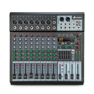 VEDO 9 Canais Mesas De Som 99DSP Bluetooth Mixer De áudio PFL/MUTE/AUX Usb +48V Display Digital e Função De Gravação