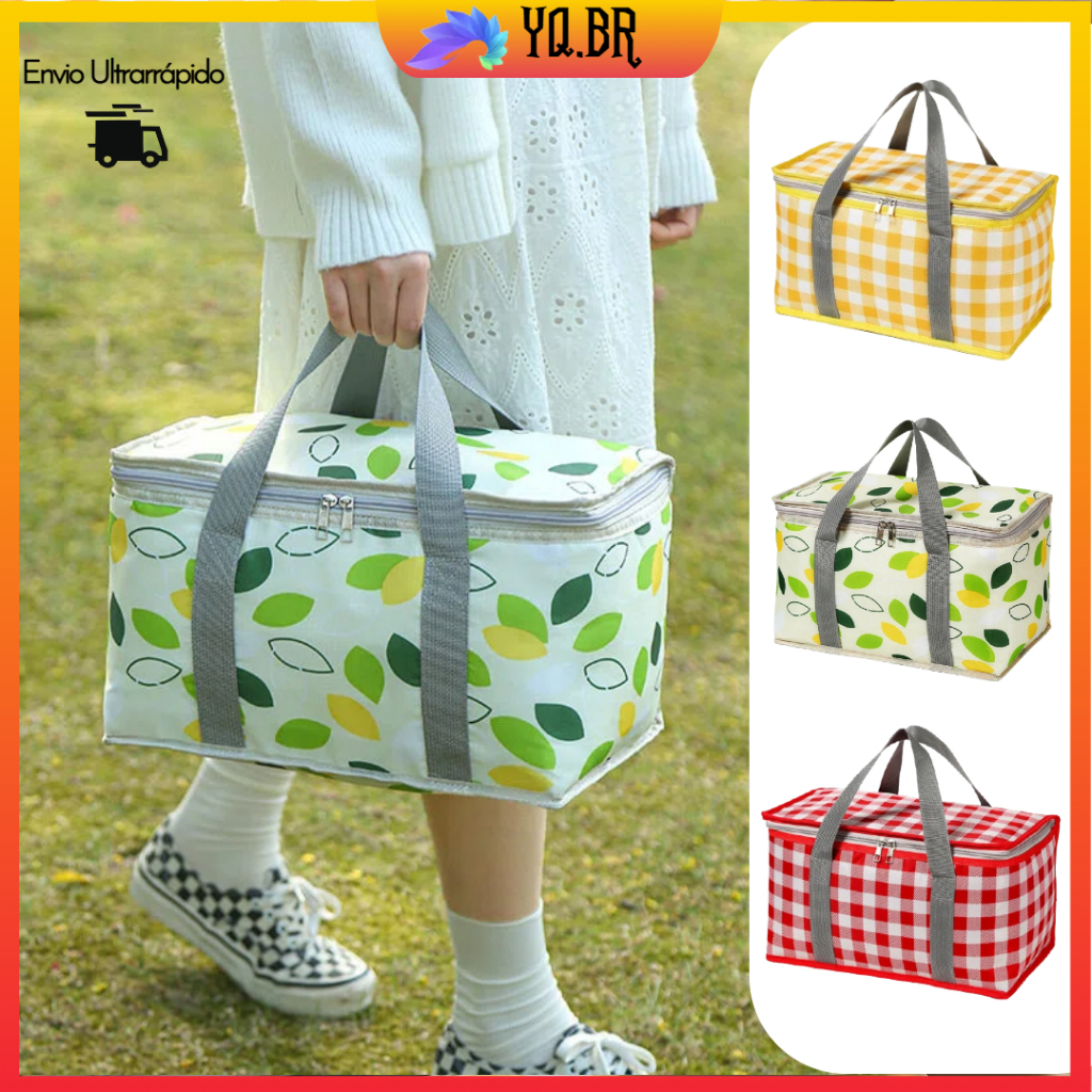 BOLSA TERMICA PORTATIL 12L Lâmina de Alumínio Reforçada CESTA DOBRAVEL COOLER SACO PIQUINIQUE ECOLOGICA CAMPING