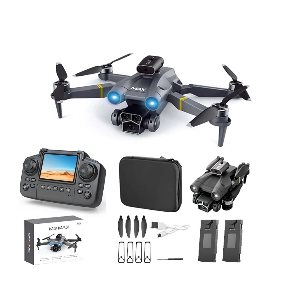 2025 Novo Drone M3max Com Tela Fotografia Aérea Câmera Dupla Dobrável Quadcopter Motor Sem Escovas