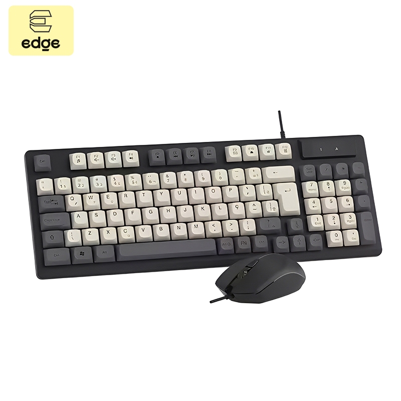 Kit de teclado e mouse com fio para escritório e jogos, teclado com sensação mecânica