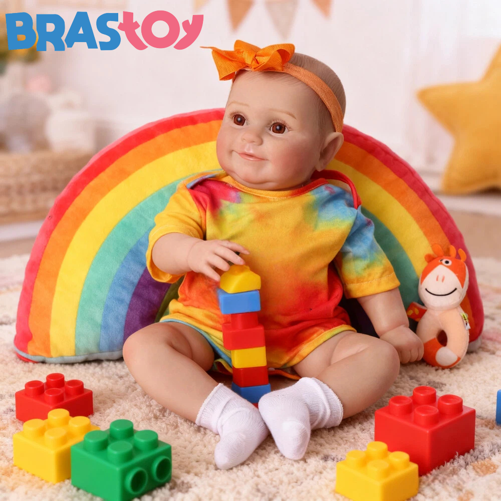 Brastoy Bebê Reborn Silicone Boneca 48cm Menina Maddie Ohlo Castanho em Oferta na Shopee