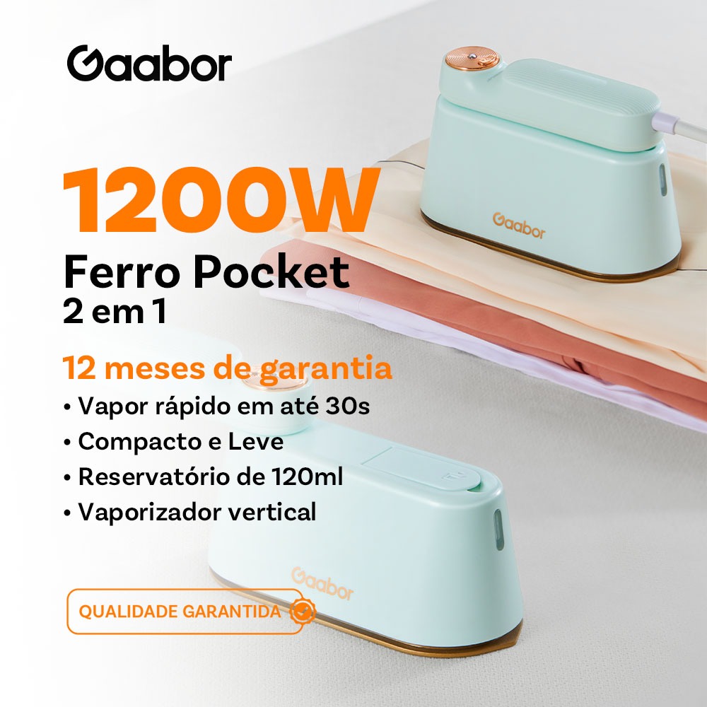 Gaabor ferro vaporizador portátil vapor top clean Aquecimento rápido  Tamanho pequeno fácil de guardar HM-M01A -1 em Oferta na Shopee