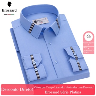 Camisa Social Masculina Manga Longa - Lavar à Máquina, Secagem Rápida e Sem Passar, Comutação Diária em Oferta na Shopee