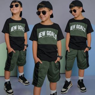 Conjunto Infantil Menino Juvenil Estiloso Verão Lançamento Camisa 100% Algodão e Bermuda Veste Do 2 Ao 12 anos em Oferta na Shopee