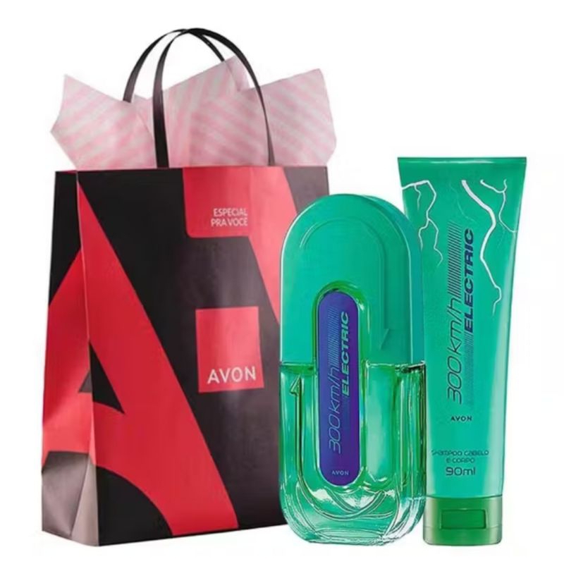 Presente Kit 300km/h Electric Perfume Deo Colônia e Shower Gel