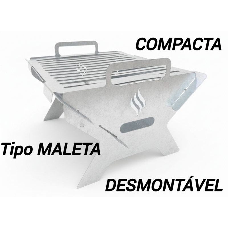 CHURRASQUEIRA GALVANIZADA PEQUENA DESMONTÁVEL  apartamento mini  campeira