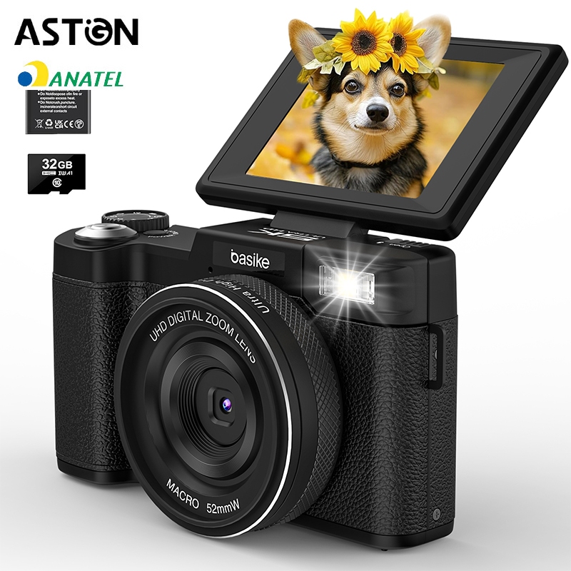 Astgn X BasikeCâmera Digital Basike  5K, 64MP Tela Dupla, Flash Retrátil, Foco Automático em Oferta na Shopee