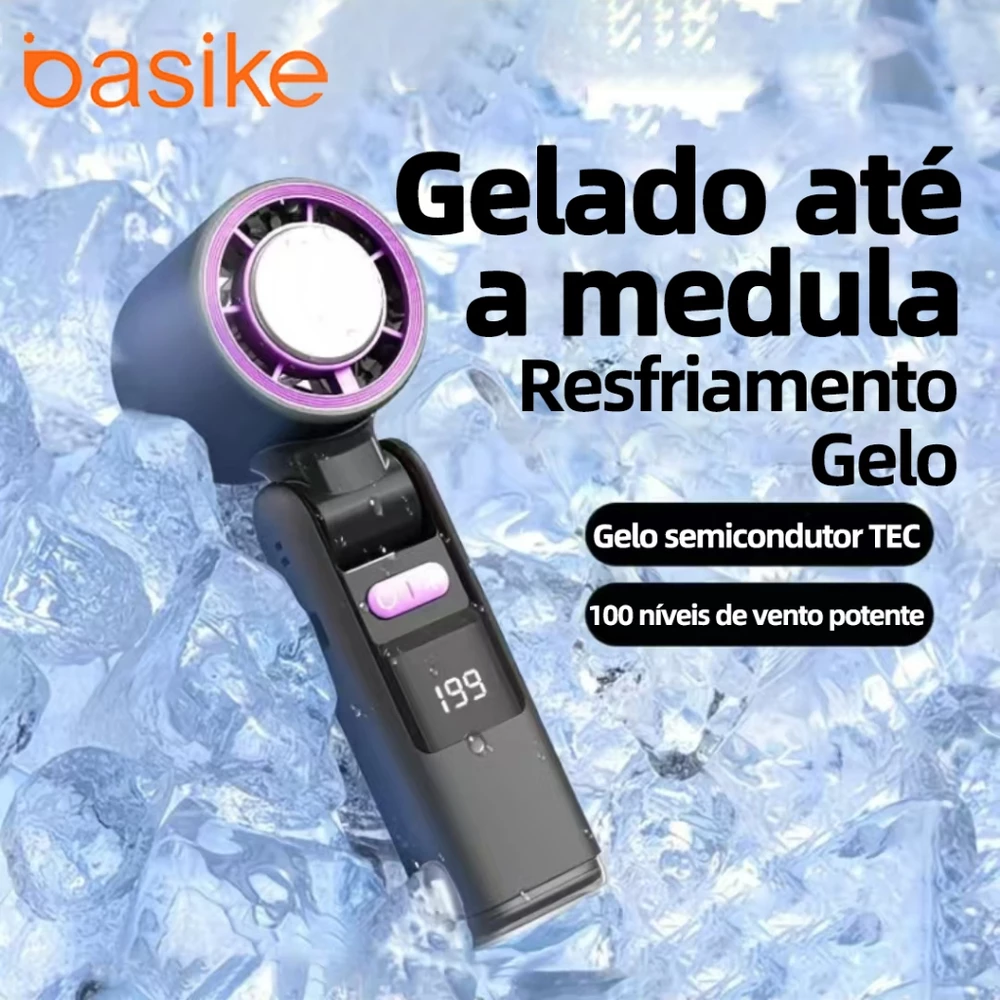 Basike 2026 Ventilador portátil mini refrigeração display digital 6000mAh Ventilador USB 18000RPM