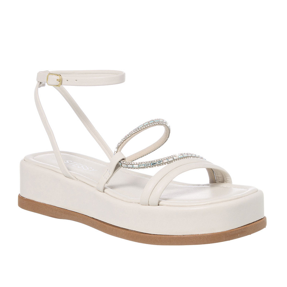 Sandália  Feminina Plataforma Papete Flatform Brilho Strass Original Confortável Leve