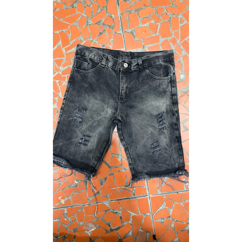 Bermuda Jeans Masculina Rasgada Moda Verão  100% Algodão em Oferta na Shopee