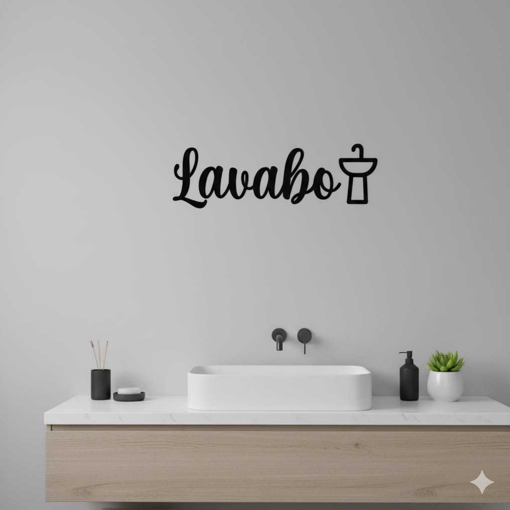 Placa Decorativa Lavabo MDF 3mm Banheiro Decoração Enfeite Porta