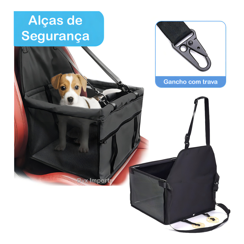 Cadeira de Transporte PRETA para CACHORRO..12K P/ Carro Cachorros e Gatos  (Raças pequenas e médias ate 10kg)