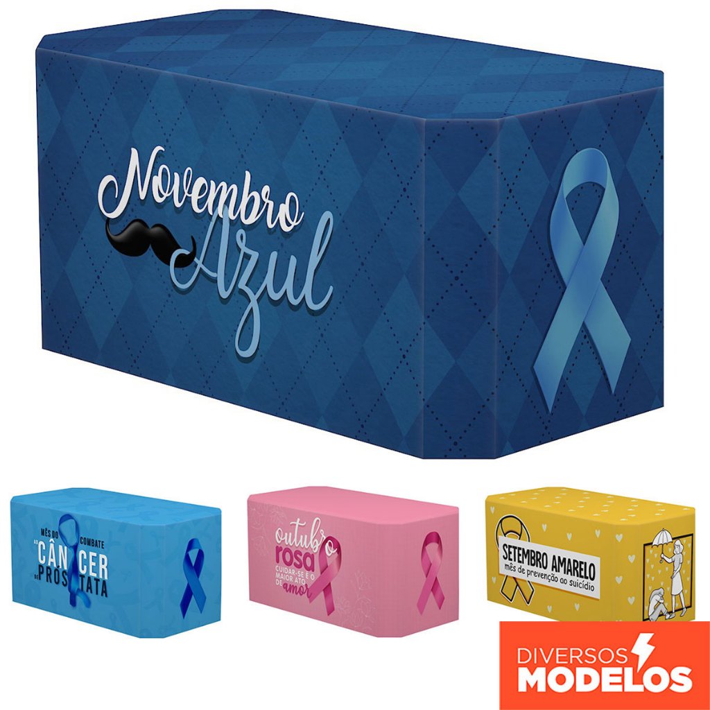 Capa Mesa Festa Novembro Azul/Outubro Rosa/Setembro Amarelo Sublimada Forro Veste Fácil 0,70×1,40m em Oferta na Shopee