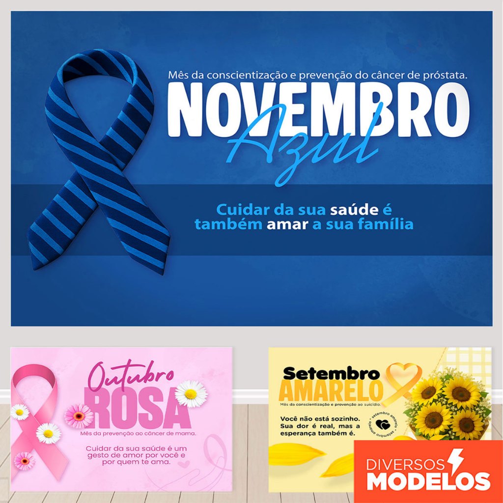 Painel Novembro Azul/Outubro Rosa Conscientização Retangular Horizontal Sublimado Em Tecido em Oferta na Shopee