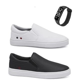 Kit 2 Tênis Sapatênis Iate Hype Shoes Com Ilhós - Branco/Preto - Unissex + Relógio em Oferta na Shopee