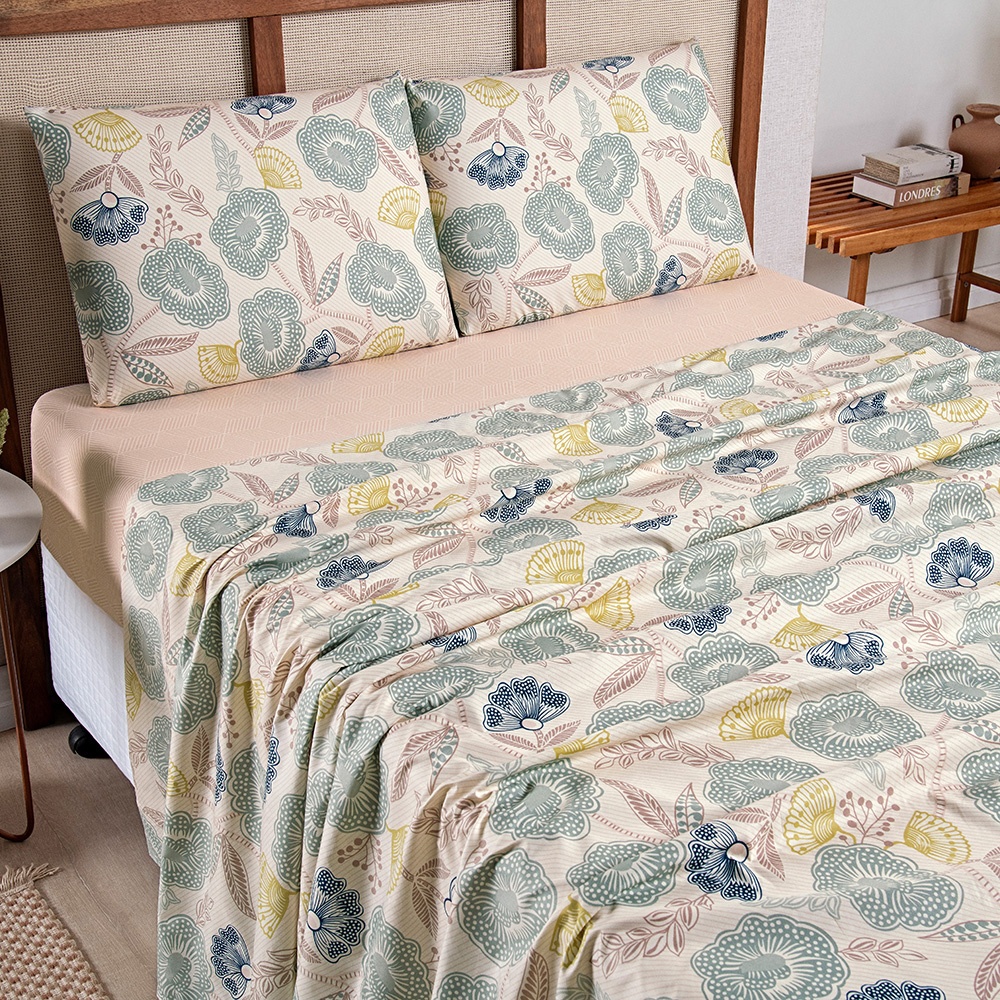 Jogo de Lençol Solteiro Casal Queen King 4 e 3 Peças Percal 300 Fios Estampado Lisboa em Oferta na Shopee