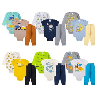 Kit 15 body Masculino bebê manga curta longa calça menino roupa verão em Oferta na Shopee
