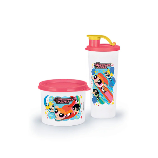 Kit Tupperware The Powerpuff Girls Redondinha + Copo com Bico