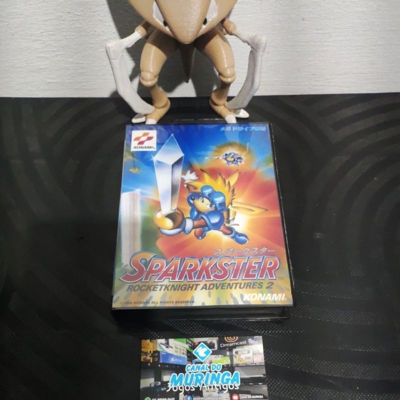 Sparkster Rocket Knight 2 - Mega Drive - Manual - USA - Carcaça nova - label nova - Caixa de plástico preta Padrão Sega