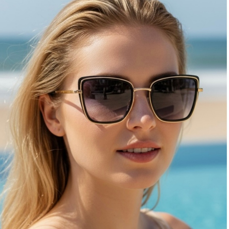 LG2425 óculos de sol feminino acessórios de moda retrô gatinha retangular lente uv400 em Oferta na Shopee