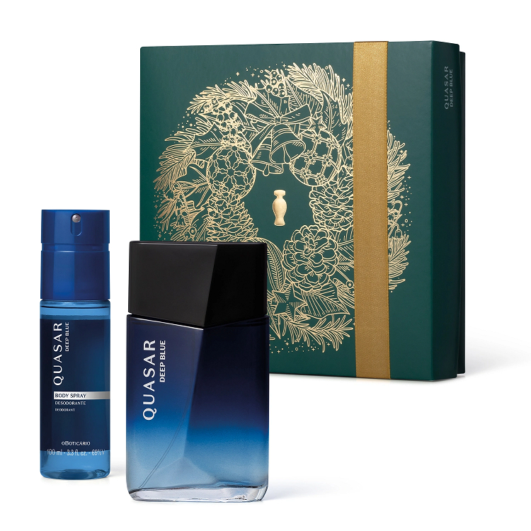 Kit (NATAL 2025) Quasar Deep Blue: Colônia 100ml e Body Spray 100ml