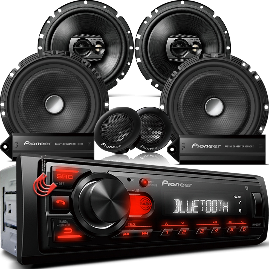 Kit Pioneer Radio Som Aparelho Automotivo Usb + 4 Falantes 6" Duas vias + 6" Triaxial Para As Portas em Oferta na Shopee