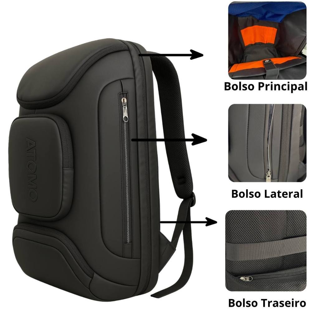 Mochila Masculina Reforçacada de Viagem Notebook Rigida Trava Segurança Impermeável Trabalho Grande