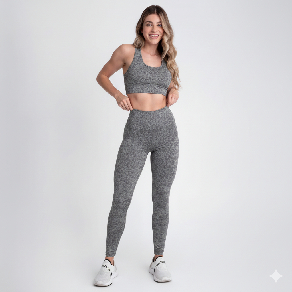 Conjunto Fitness Calça Legging Cós Alto + Top suplex - Roupa de Academia Treino Caminhada Feminina