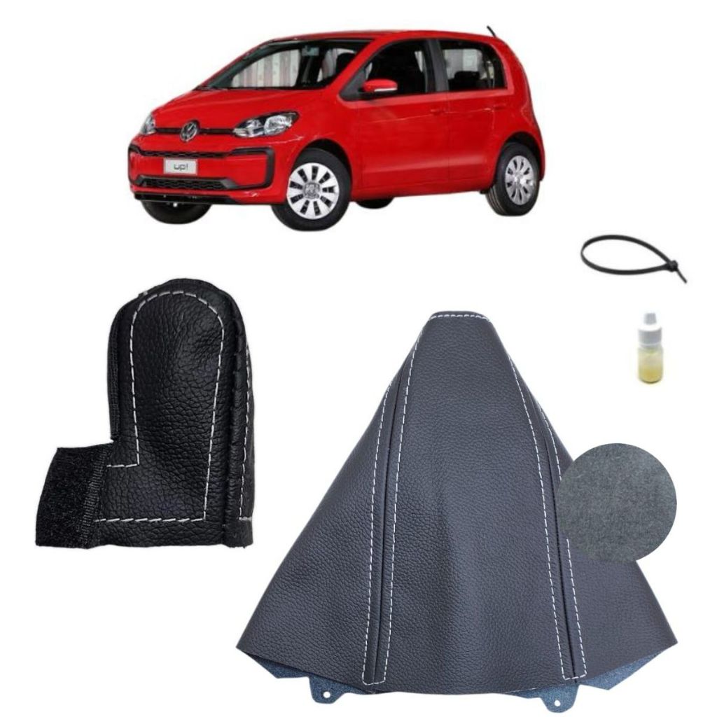 Kit Capa Protege Manopla E Coifa Couro Legitimo Alavanca Câmbio Manual Up! High Full 2014 Á 2021