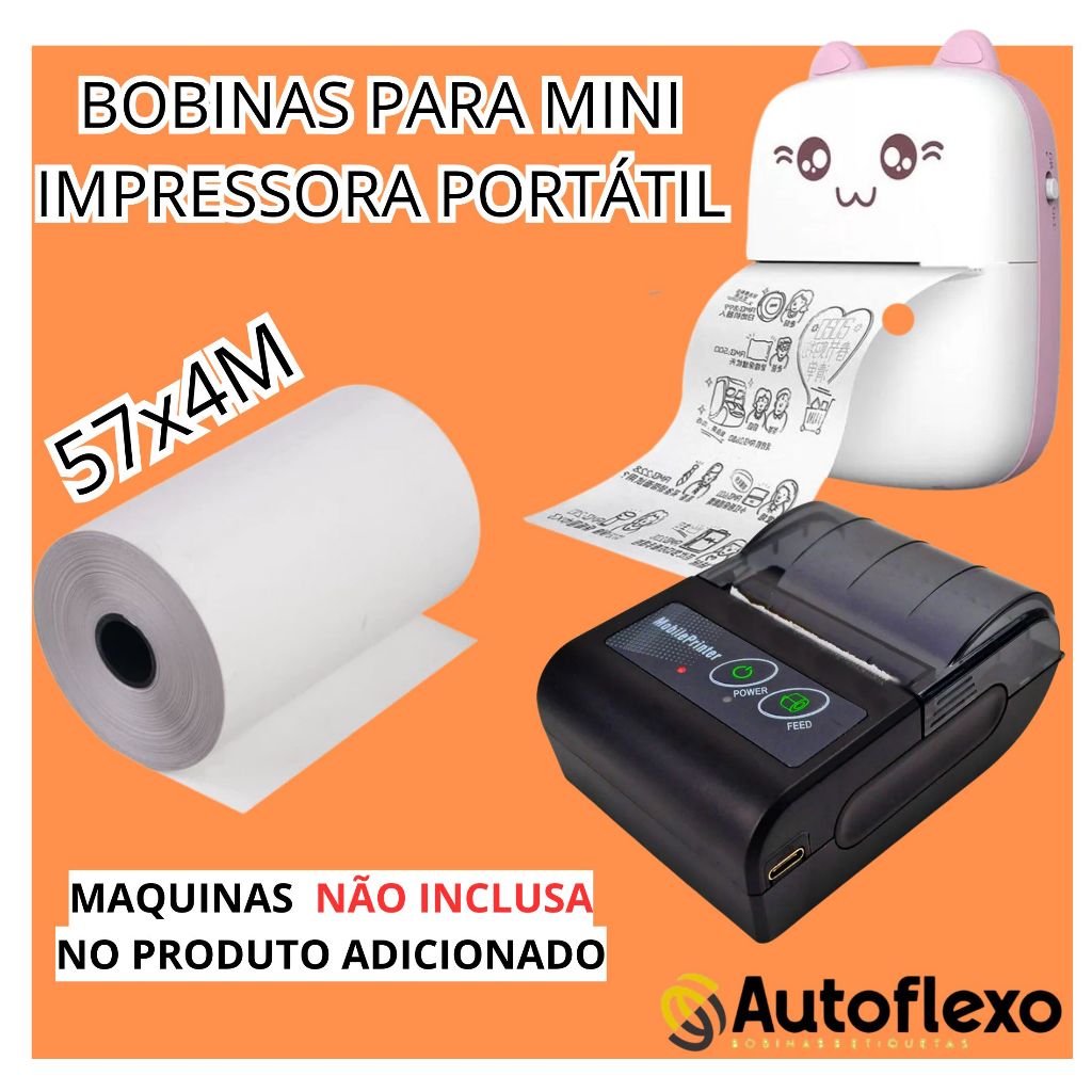 Kit Bobina Para Mini Impressora Portátil De Impressão Fotos Desenhos Promoção Lançamento