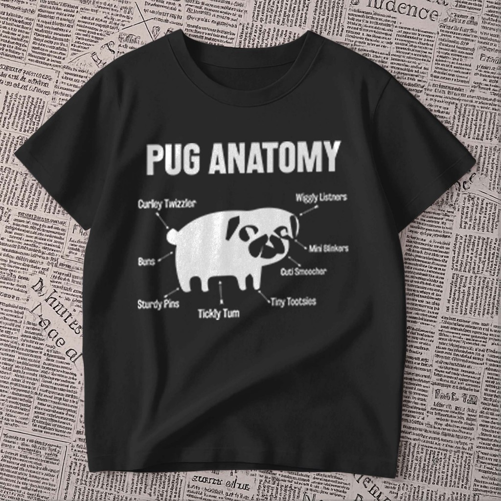 Camiseta estampada -  Pug Anatomy  | cachorro frase  animal | blusa unissex premium 100% algodão oversized