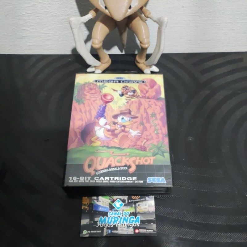 Quackshot — Mega Drive — USA — Carcaça nova — Label nova — Caixa de plástico preta padrão Sega