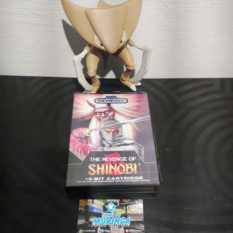 Shinobi 2 Revenge of Shinobi — Mega Drive — USA — Carcaça nova — Label nova — Caixa de plástico preta padrão Sega