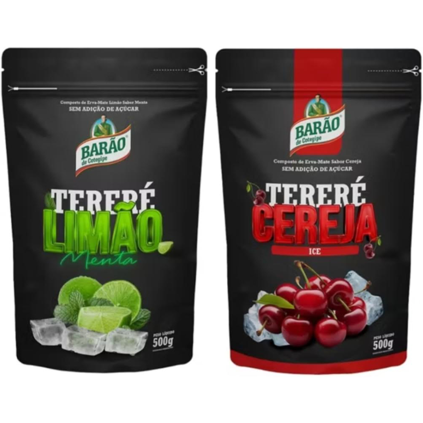 Kit Erva Mate Tereré Barão de Cotegipe Menta Limão + Cereja