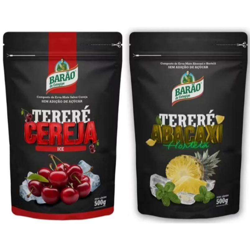 Kit Erva Mate Tereré Barão de Cotegipe Cereja + Abacaxi Hortelã