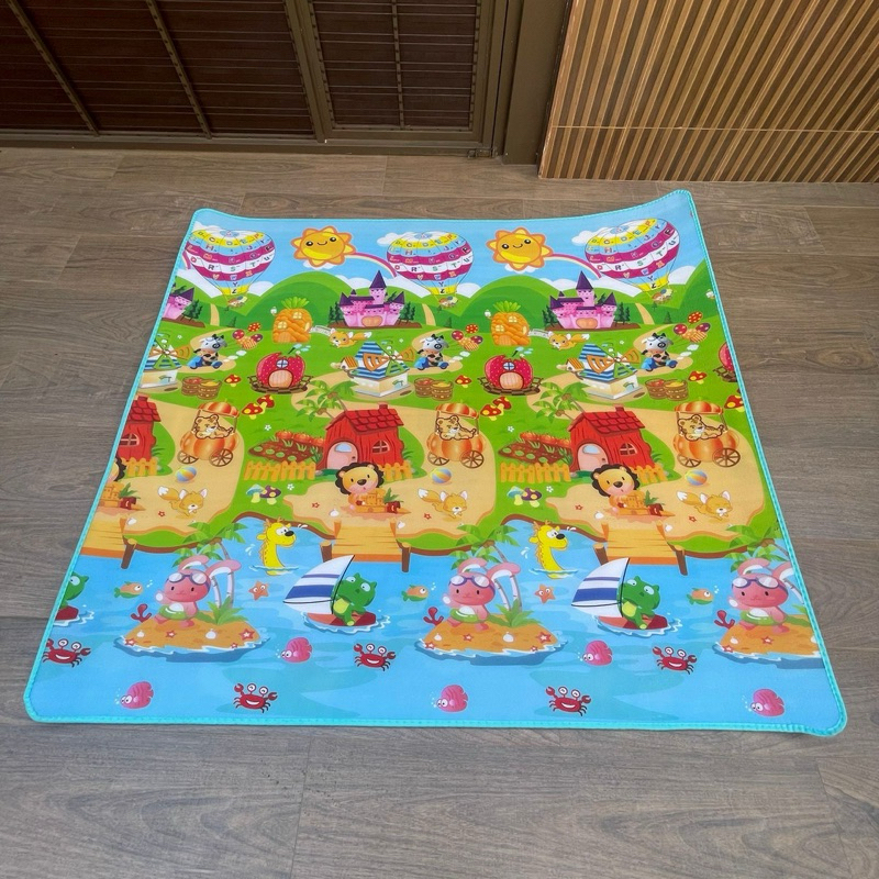 Tapete Infantil Didático Educativo 1,80m x 2,00m Antiderrapante Dobrável Impermeável Colorido para Bebê e Crianças
