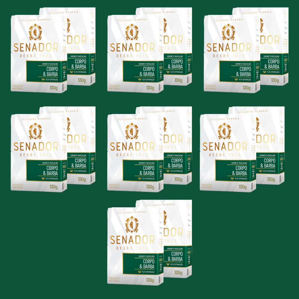 Kit 15 unidades Sabonete Senador 130g em Barra Corpo e Barba Masculino Especial Perfumado Homem