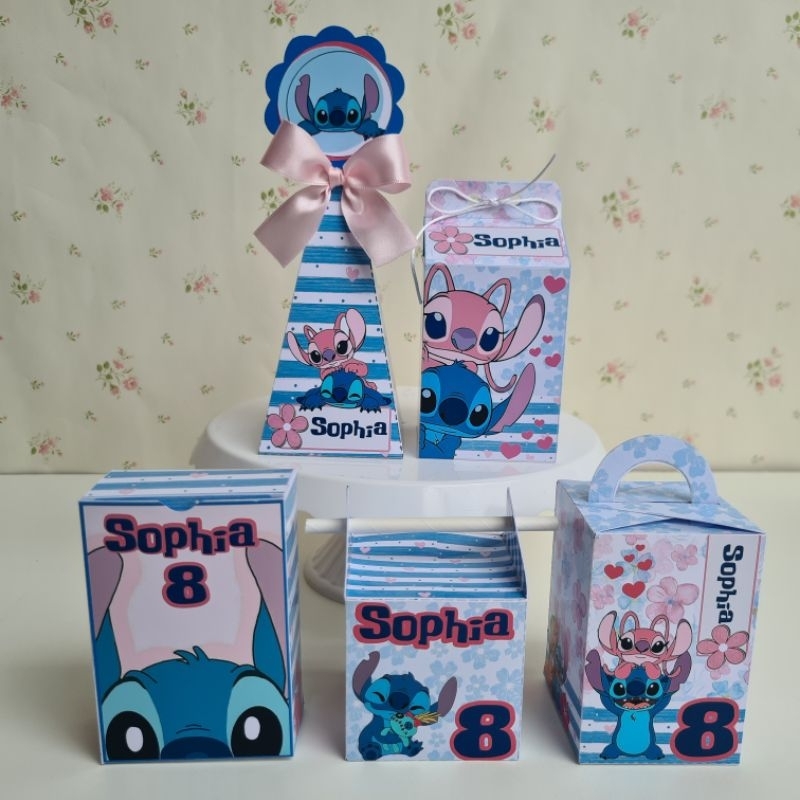 PEGUE E MONTE Stitch Kit Festa Personalizada Stitch Lembrancinhas Caixinhas de aniversário para festa Mêsversário